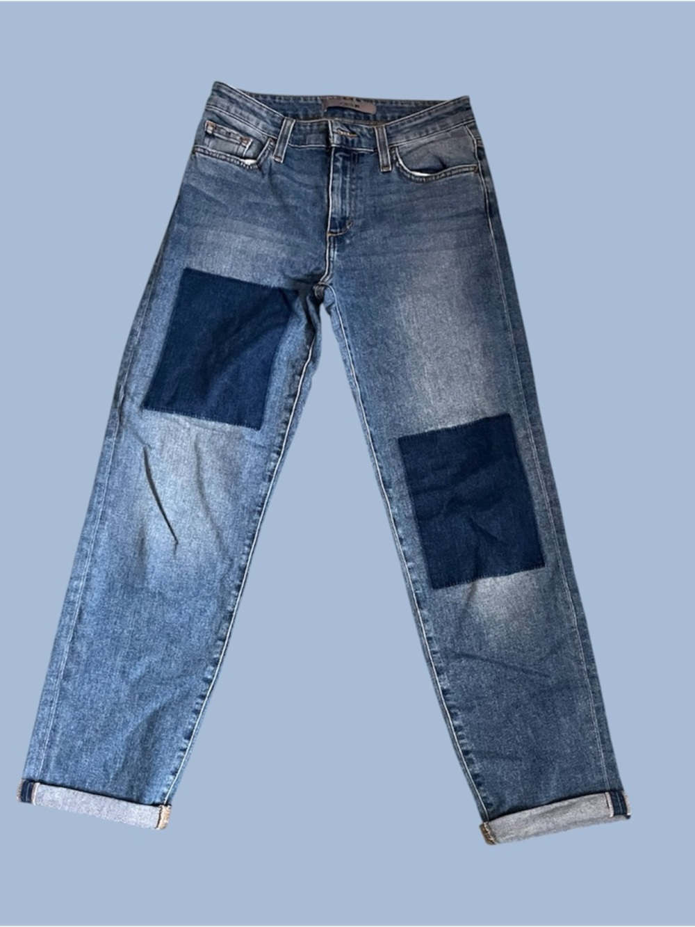 Joe's Jeans Blue Denim Ankle Patchwork Jeans